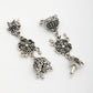NVR Women Set of 2 Silver Toned Oxidized Jhumka Earrings - Swadesiicart