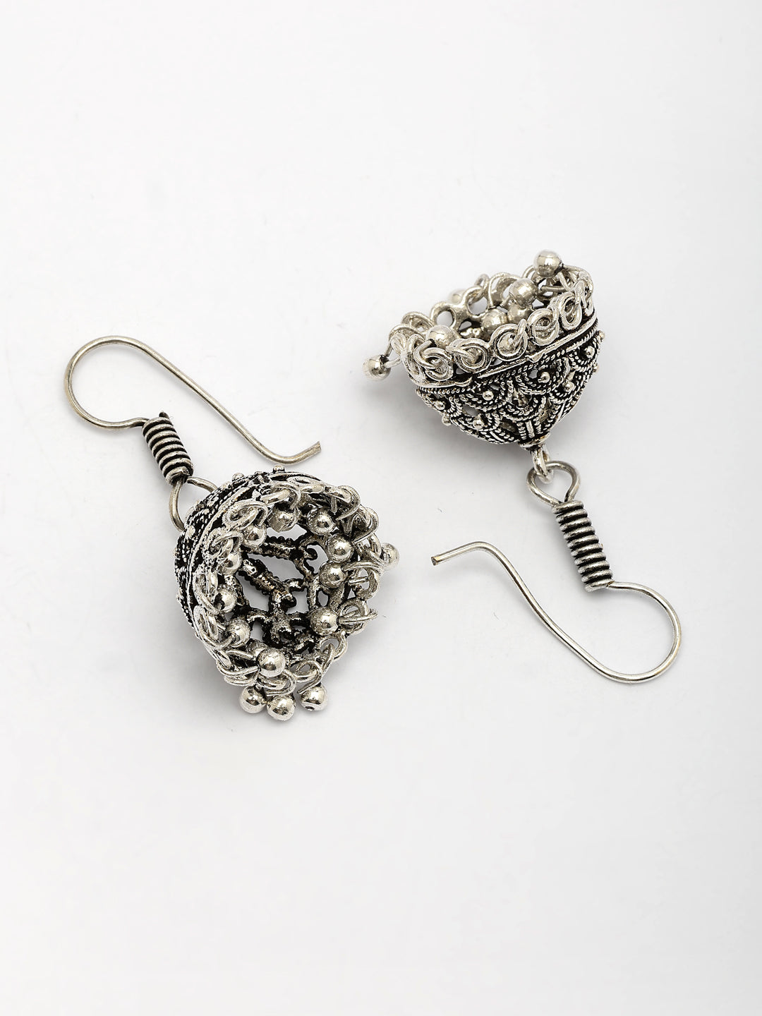 NVR Women Set of 2 Oxidized German Silver Jhumka Earrings | Swadesiicart