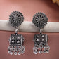 NVR Women Set of 2 Oxidized Contemporary Jhumka Earrings - Swadesiicart