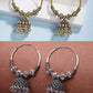 NVR Women's Traditional Set of 2 Oxidized Jhumka Earrings | Swadesiicart