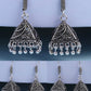 NVR Women's Set of 3 Oxidized Silver Plated Artificial Beads Jhumka Earrings | Swadesiicart