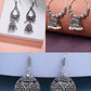 NVR Women Set of 3 German Silver Oxidized Traditional Jhumka Earrings - Swadesiicart