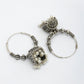NVR Women Set of 3 German Silver Oxidized Traditional Jhumka Earrings - Swadesiicart