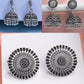NVR Women Set of 3 Silver Plated Round Shape Oxidized Traditional Jhumka & Stud Earrings - Swadesiicart