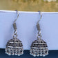 NVR Women Set of 3 Silver Plated Round Shape Oxidized Traditional Jhumka & Stud Earrings - Swadesiicart