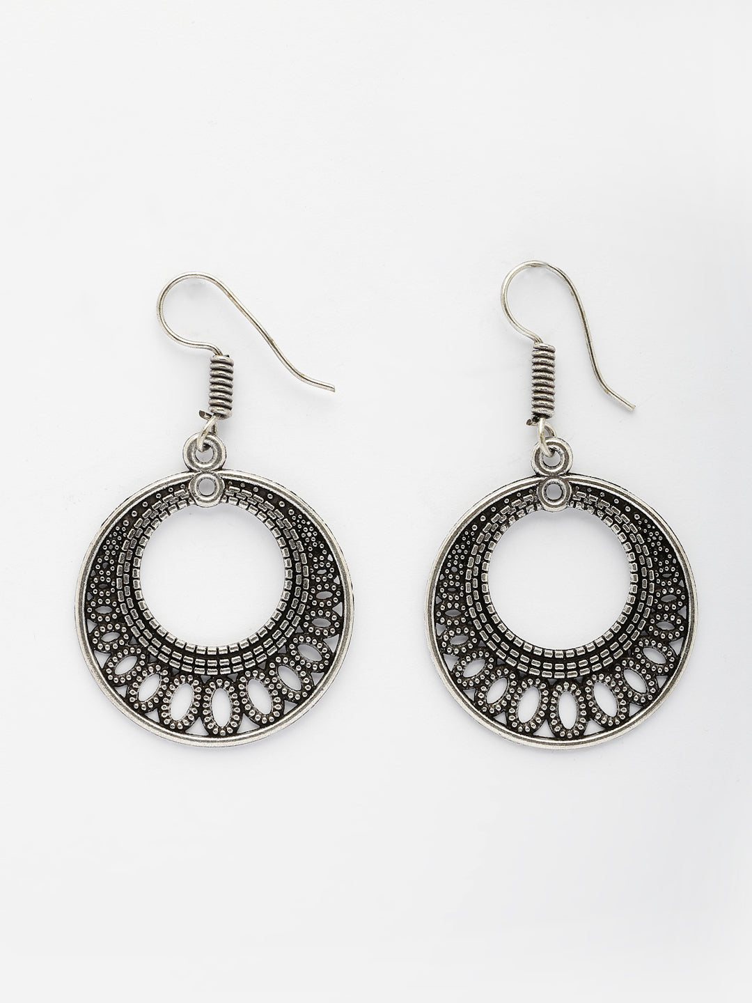NVR Women Set of 3 Silver Plated Oxidized Traditional Earrings | Swadesiicart