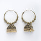 NVR Women Set of 3 Gold-Polished Oxidized Contemporary Jhumka Earrings | Swadesiicart