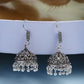NVR Women Set of 3 Silver-Plated Oxidized Contemporary Jhumkas & Stud Earrings | Swadesiicart