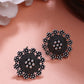 NVR Women Set of 3 Silver-Plated Oxidized Contemporary Jhumkas & Stud Earrings | Swadesiicart