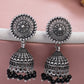 NVR Women's Set of 3 Traditional Silver Plated Oxidized Jhumka Earrings | Swadesiicart