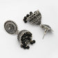NVR Women's Set of 3 Traditional Silver Plated Oxidized Jhumka Earrings | Swadesiicart