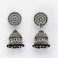 NVR Women's Set of 3 Traditional Silver Plated Oxidized Jhumka Earrings | Swadesiicart