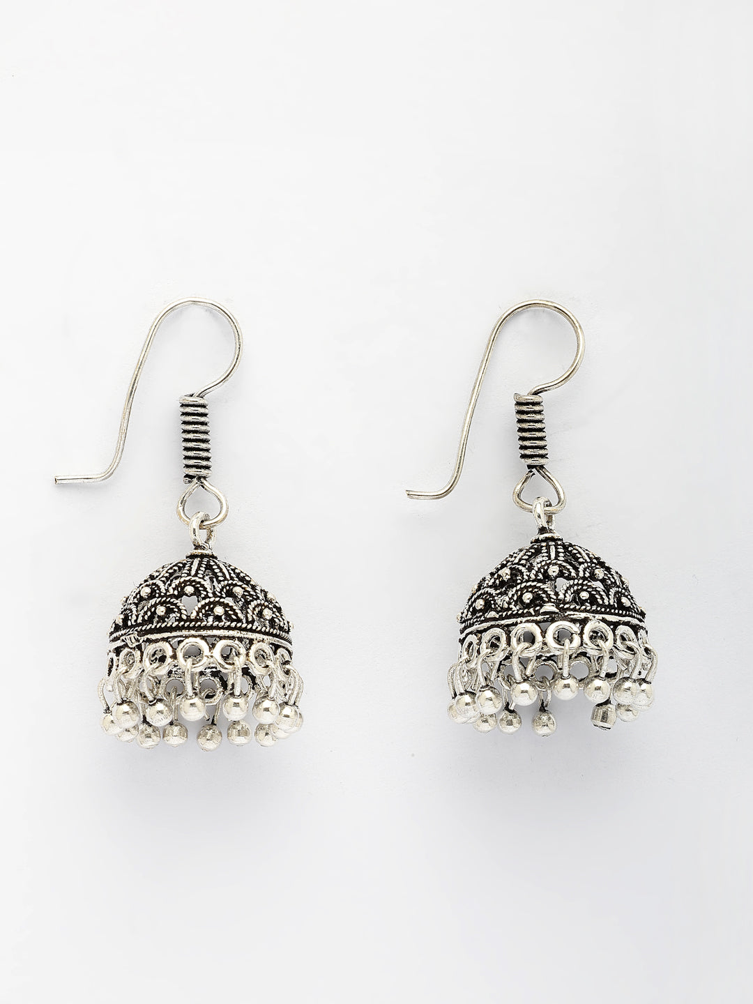 NVR Women Set of 3 Silver Plated Oxidized Traditional Jhumka & Stud Earrings | Swadesiicart
