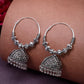 NVR Women's Set of 3 Silver Plated Oxidized Contemporary Jhumka Earrings | Swadesiicart