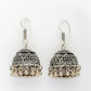 NVR Women's Set of 3 Silver Plated Oxidized Contemporary Jhumka Earrings | Swadesiicart