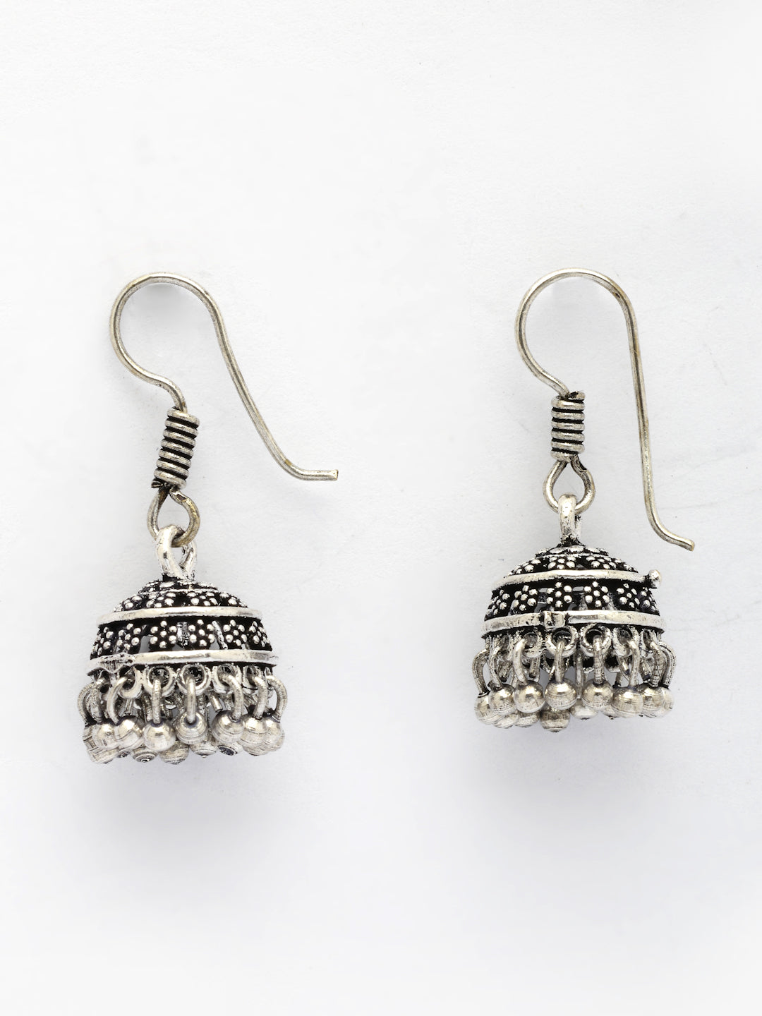 NVR Women Set of 3 Silver Plated Oxidized Traditional Jhumka Earrings - Swadesiicart