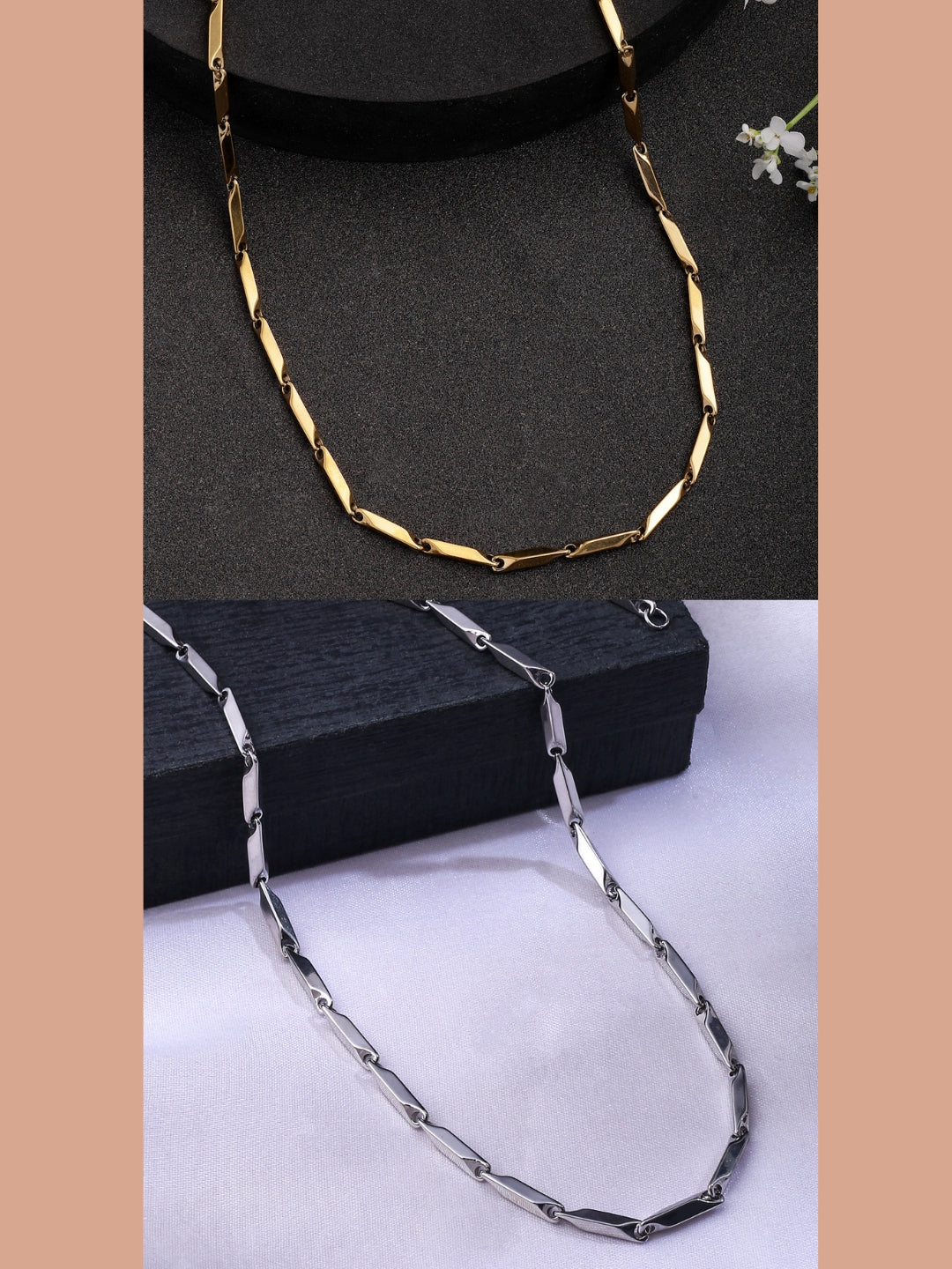 NVR Men Set of 2 Stainless Steel Bohemian Chain - Swadesiicart