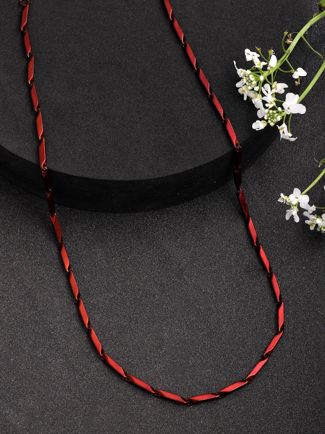 NVR Men Set of 2 Maroon & Green Rhodium-Plated Stainless Steel Chain | Swadesiicart