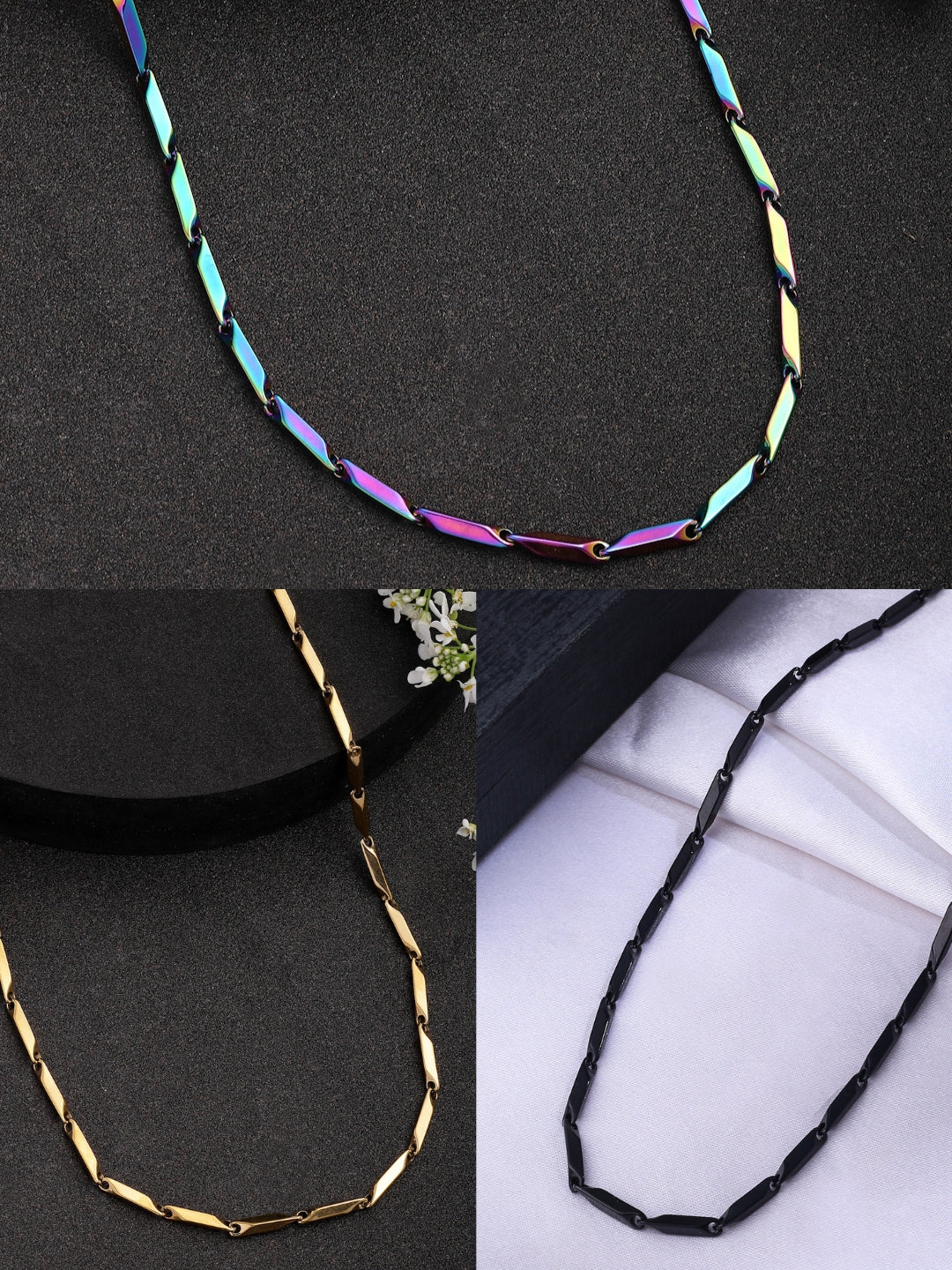 NVR Men Set of 3 Stainless Steel Stylish Chain | Swadesiicart