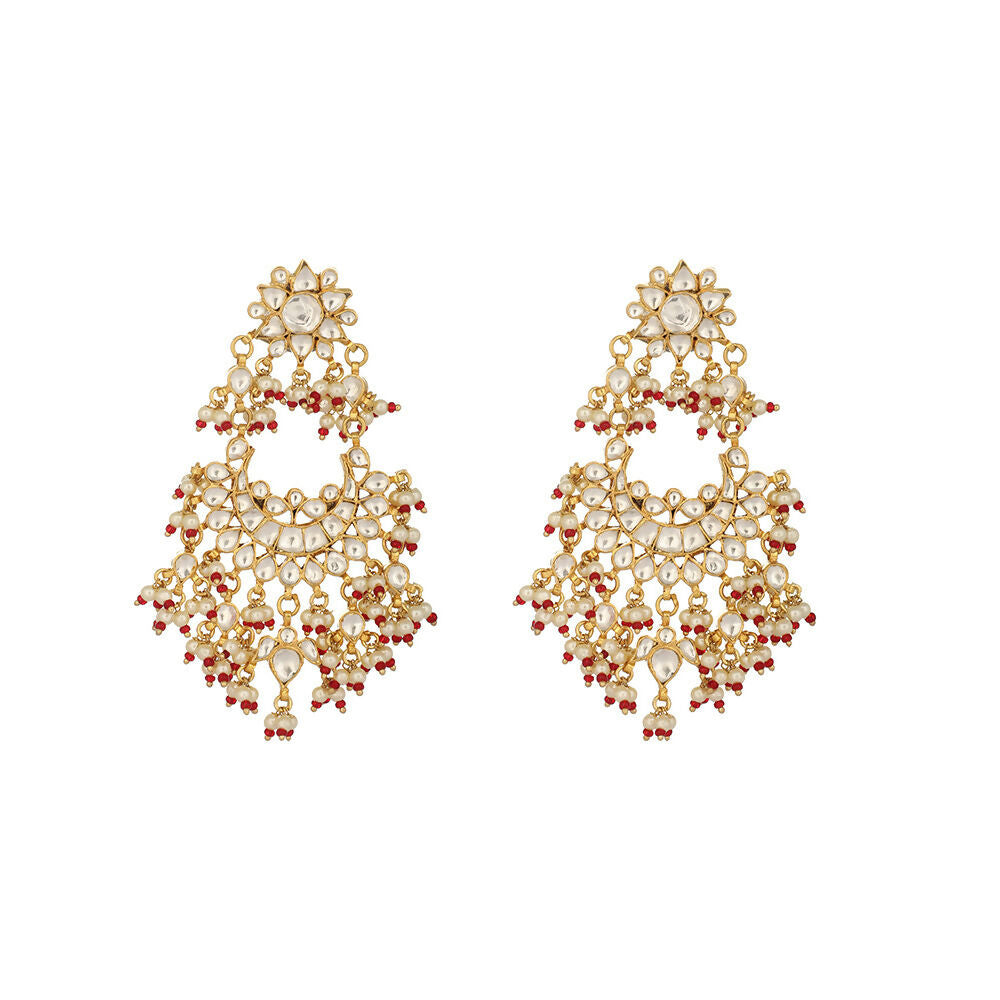 Nuyug 22K Gold Plated Pearl Empress Chandbali Earrings | Swadesiicart
