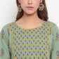 NOZ2TOZ Women's Floral Print Straight Cotton Pista Kurta With Palazzo - Swadesiicart
