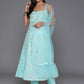 Ahalyaa Women's Traditional wear Kurta Set - Blue | Swadesiicart