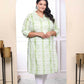Miravan Women's Plus Size White And Green Tie Dye Cotton Kurti - Swadesiicart