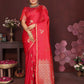 Joban Fashion Reddish Pink Floral Banarasi Silk Sarees | Swadesiicart