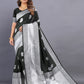 Vedant Vastram Soft Litchi Silk Banarasi Silk Saree - Black | Swadesiicart