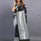 Vedant Vastram Soft Litchi Silk Banarasi Silk Saree - Black | Swadesiicart