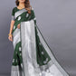 Vedant Vastram Soft Litchi Silk Banarasi Silk Saree - Mehndi | Swadesiicart