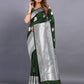 Vedant Vastram Soft Litchi Silk Banarasi Silk Saree - Mehndi | Swadesiicart
