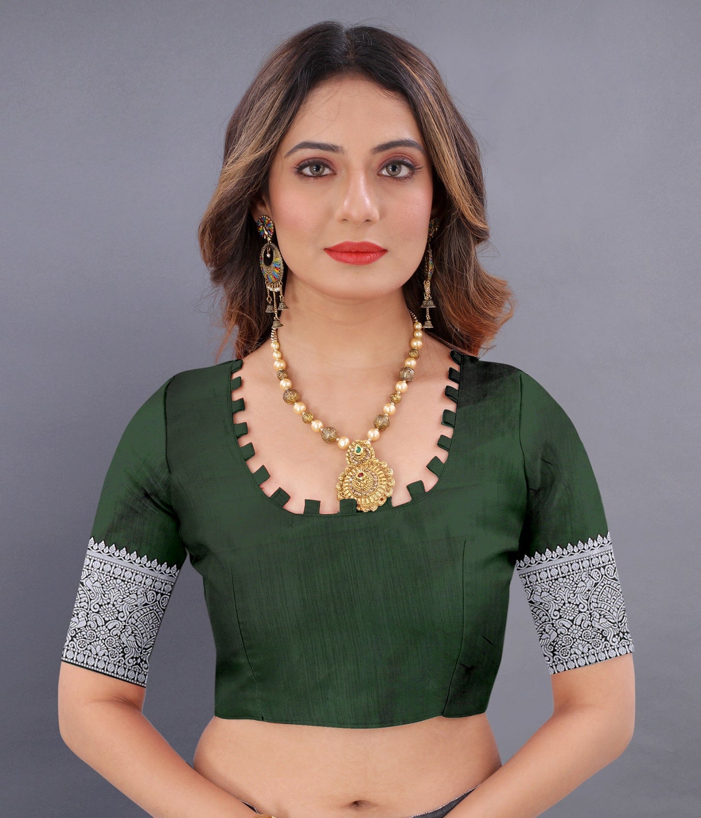 Vedant Vastram Soft Litchi Silk Banarasi Silk Saree - Mehndi | Swadesiicart
