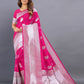 Vedant Vastram Soft Litchi Silk Banarasi Silk Saree - Pink | Swadesiicart