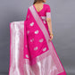 Vedant Vastram Soft Litchi Silk Banarasi Silk Saree - Pink | Swadesiicart
