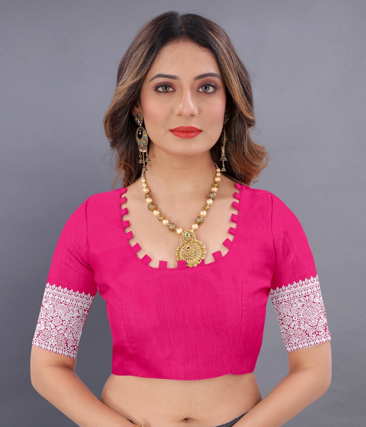 Vedant Vastram Soft Litchi Silk Banarasi Silk Saree - Pink | Swadesiicart