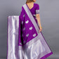 Vedant Vastram Soft Litchi Silk Banarasi Silk Saree - Purple | Swadesiicart