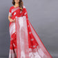 Vedant Vastram Soft Litchi Silk Banarasi Silk Saree - Red | Swadesiicart