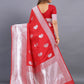 Vedant Vastram Soft Litchi Silk Banarasi Silk Saree - Red | Swadesiicart