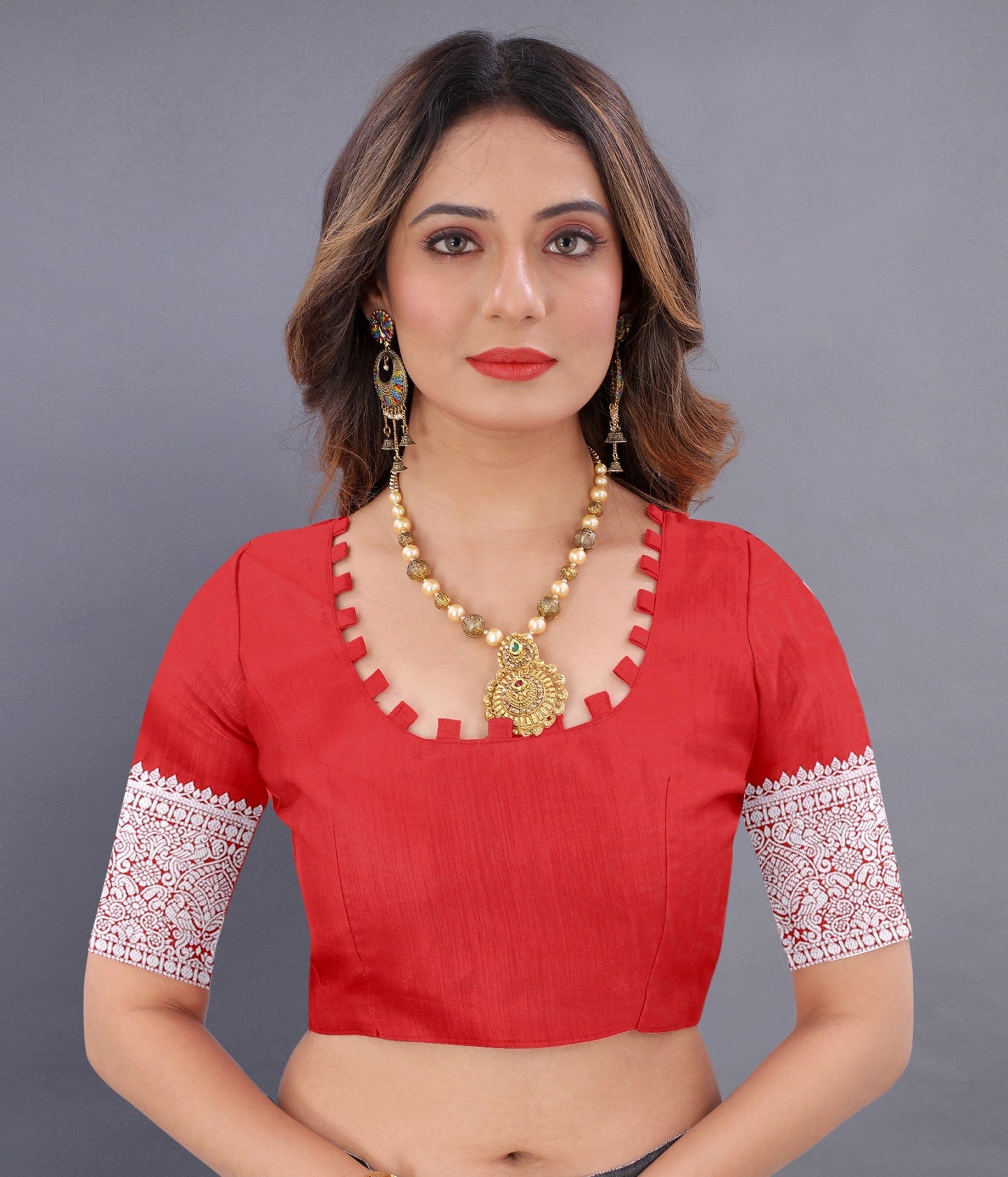 Vedant Vastram Soft Litchi Silk Banarasi Silk Saree - Red | Swadesiicart