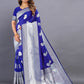 Vedant Vastram Soft Litchi Silk Banarasi Silk Saree - Royal Blue | Swadesiicart