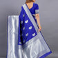 Vedant Vastram Soft Litchi Silk Banarasi Silk Saree - Royal Blue | Swadesiicart