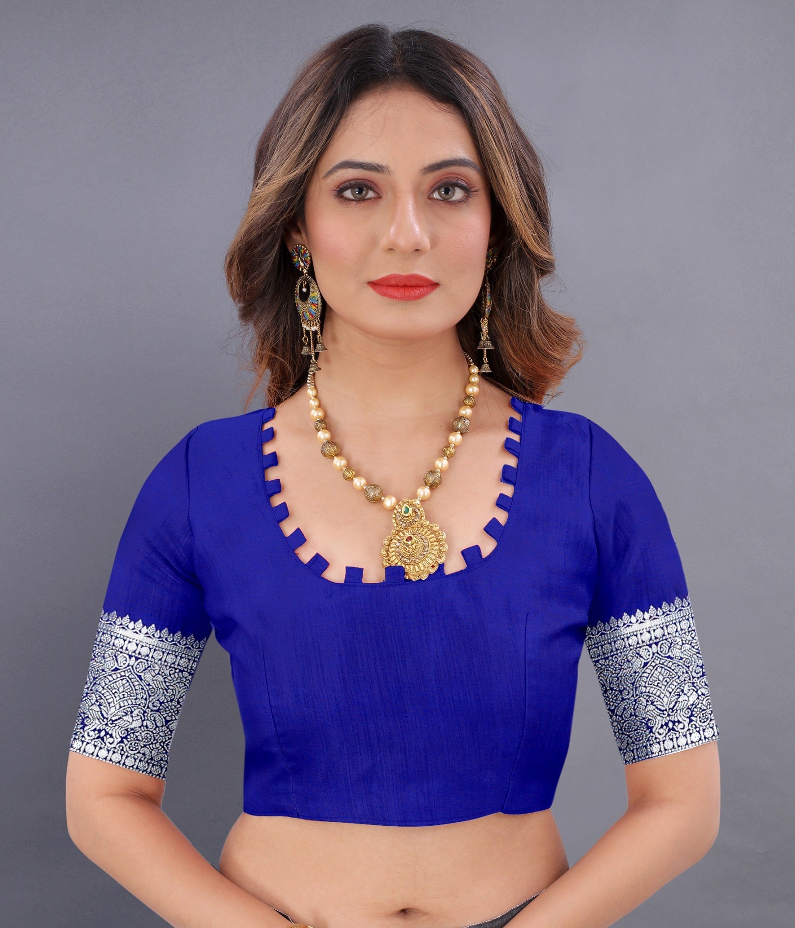 Vedant Vastram Soft Litchi Silk Banarasi Silk Saree - Royal Blue | Swadesiicart