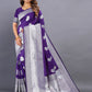 Vedant Vastram Soft Litchi Silk Banarasi Silk Saree - Violet | Swadesiicart