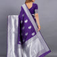 Vedant Vastram Soft Litchi Silk Banarasi Silk Saree - Violet | Swadesiicart