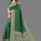 Vedant Vastram Soft Litchi Silk Banarasi Silk Saree - Green | Swadesiicart