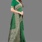 Vedant Vastram Soft Litchi Silk Banarasi Silk Saree - Green | Swadesiicart