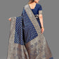 Vedant Vastram Soft Litchi Silk Banarasi Silk Saree - Navy | Swadesiicart