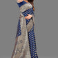 Vedant Vastram Soft Litchi Silk Banarasi Silk Saree - Navy | Swadesiicart