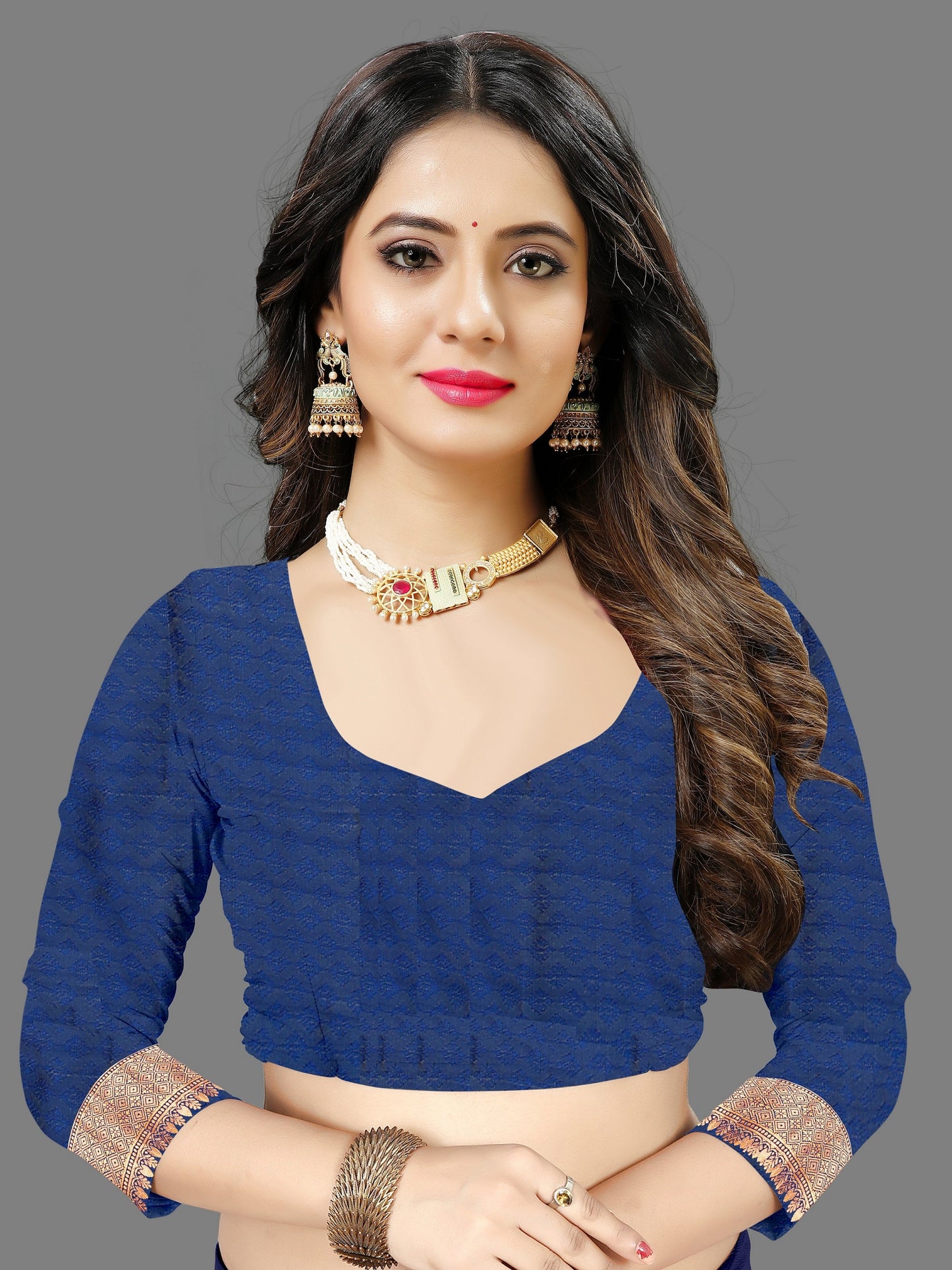 Vedant Vastram Soft Litchi Silk Banarasi Silk Saree - Navy | Swadesiicart
